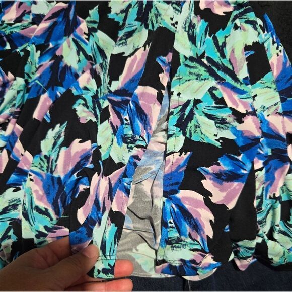 G.I.L.I. Women's Black/Floral One Shoulder Printed Knit Dress Size 1x - Picture 8 of 10